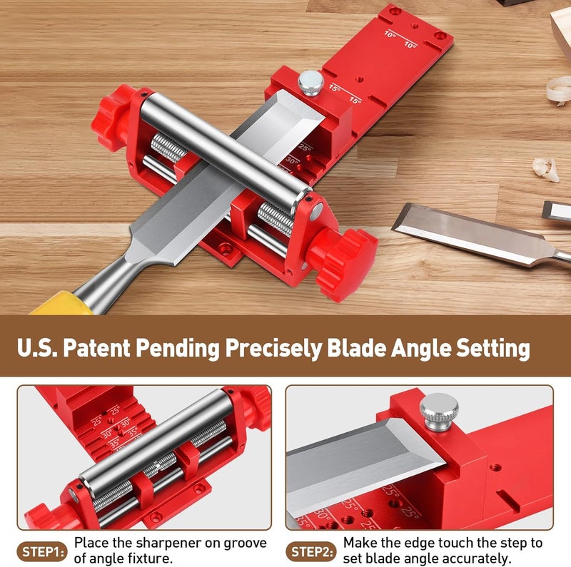 Gohelper Chisel Sharpening Jig, Wood Honing Guide for Chisels and Planes Width 0.1" to 2.8" with Sharpening Angle Fixture, Angle Gauge from 10° to 45° - Image 5